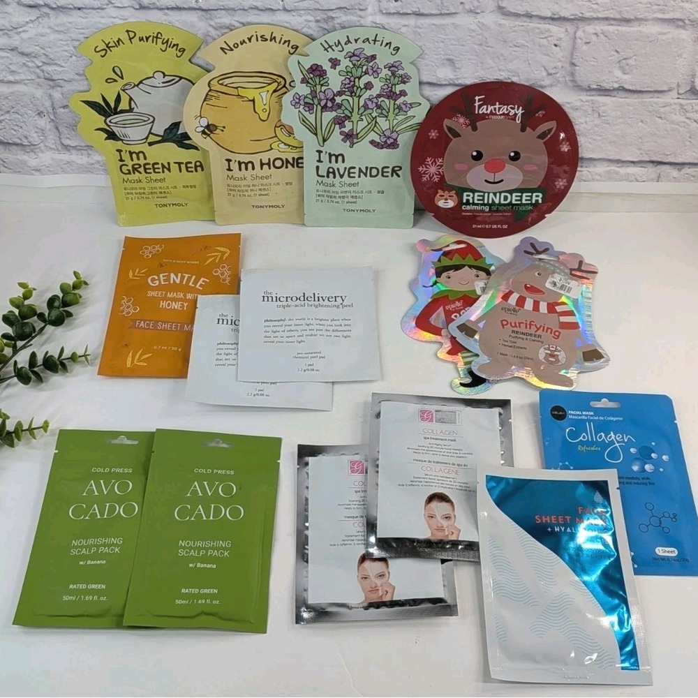 MIX LOT 15😍Face Masks Scalp Pack Avocado Tolymoly Collagen Microdelivery Global